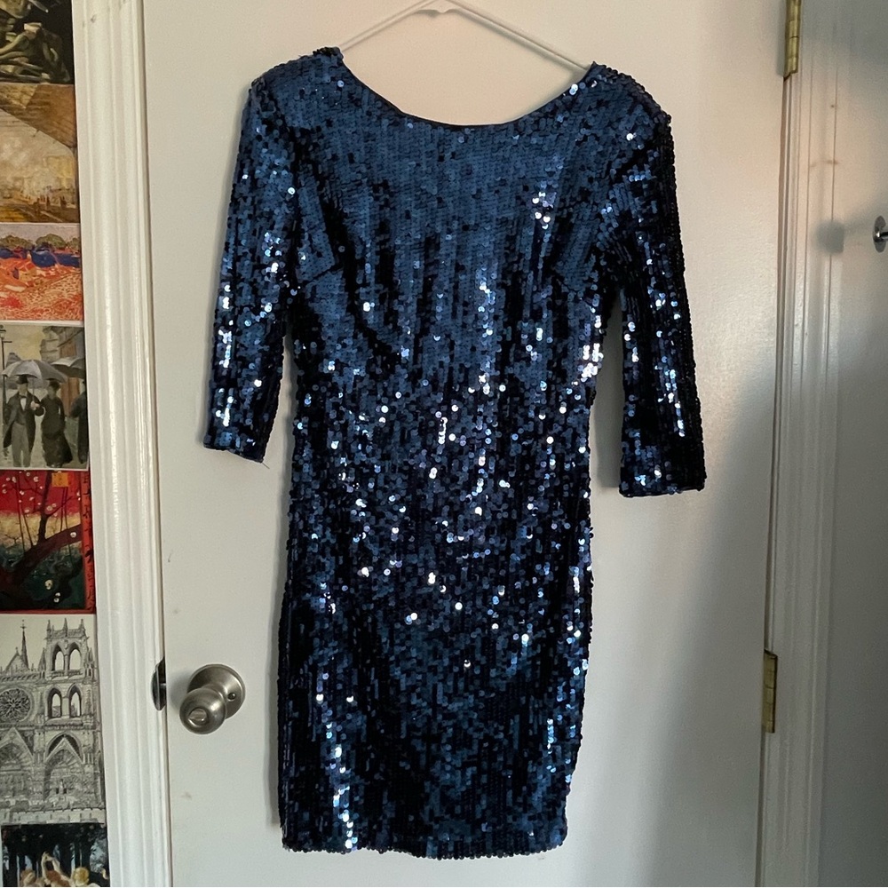 Black Label Navy Sequined Dress